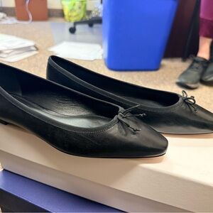 Veronica Beard Black Leather Flats